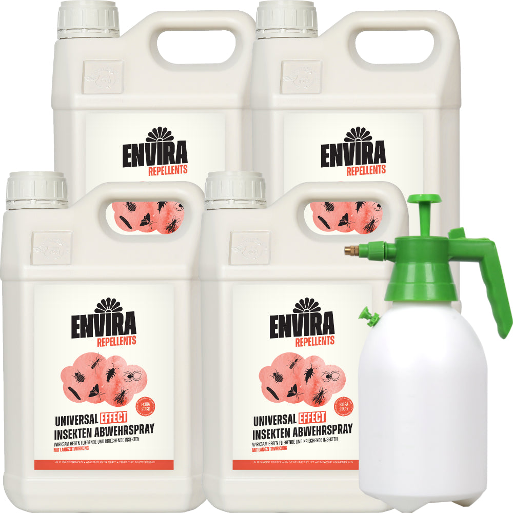Envira EFFECT Abwehrspray - EXTRA Starke Formel - 4 x 5L + 2L Drucksprüher