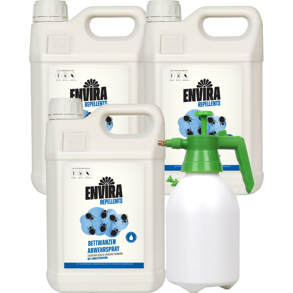Envira Bettwanzen Abwehrspray 3 x 5L + 2L Drucksprüher