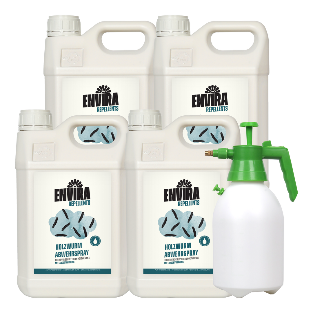 Envira Holzwurm Abwehrspray 4 x 5L + 2L Drucksprüher