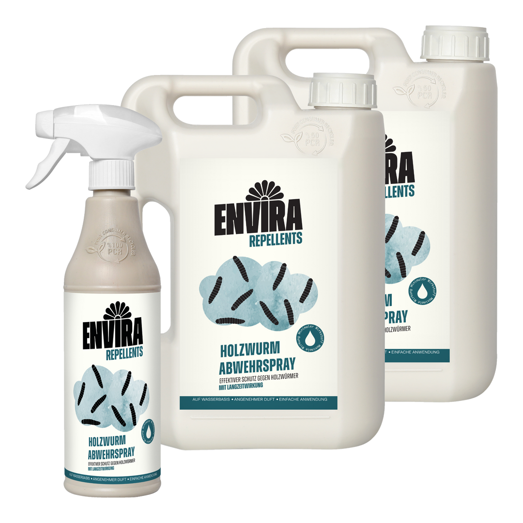 Envira Holzwurm Abwehrspray 500ml + 2 x 2L
